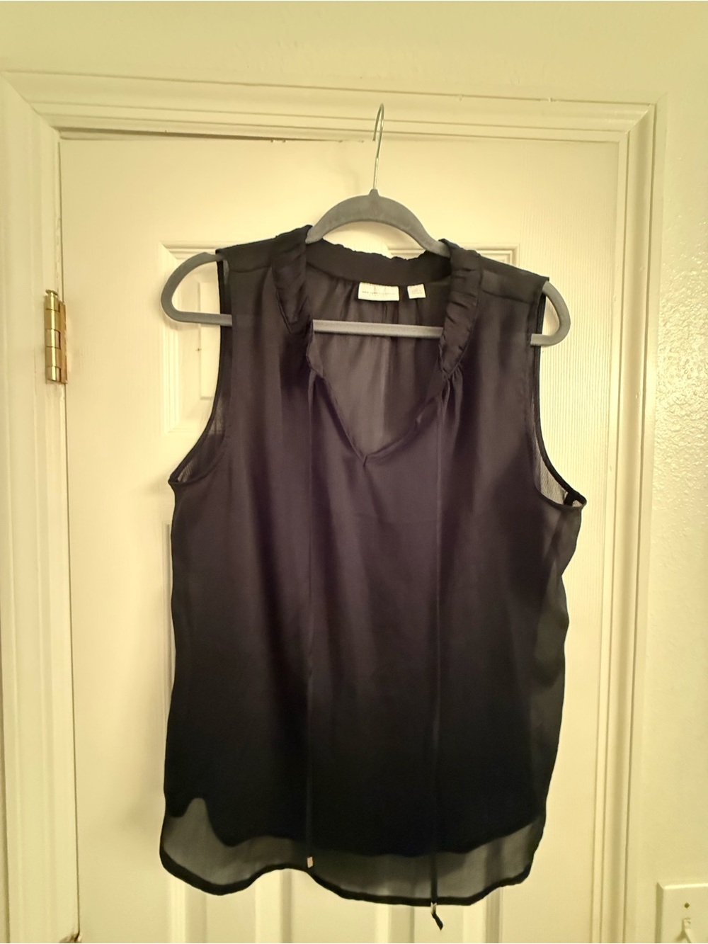 New York & Company Black Ruffle-Trim V-Neck Sleeveless Camisole